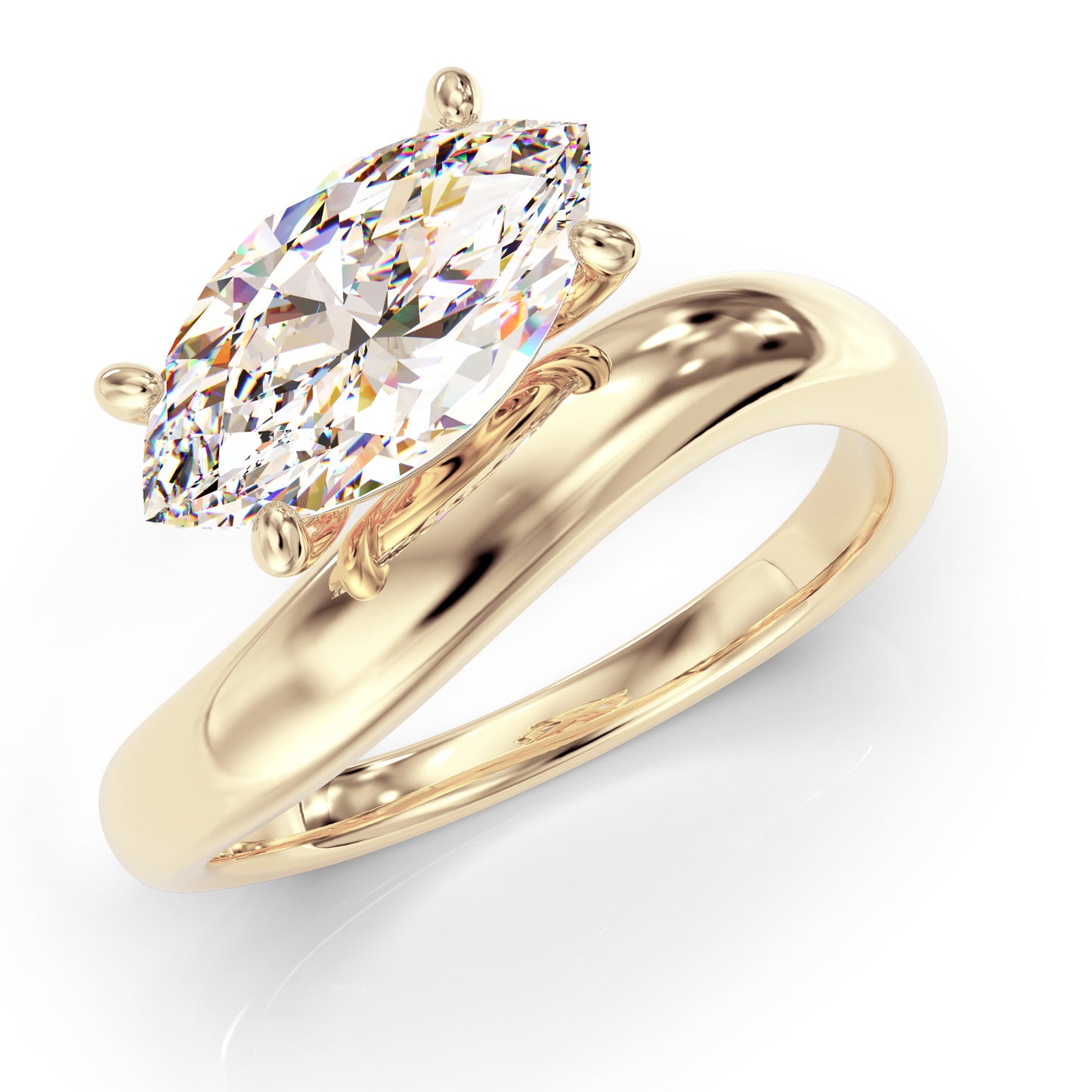 Marquise stone ring with curved band