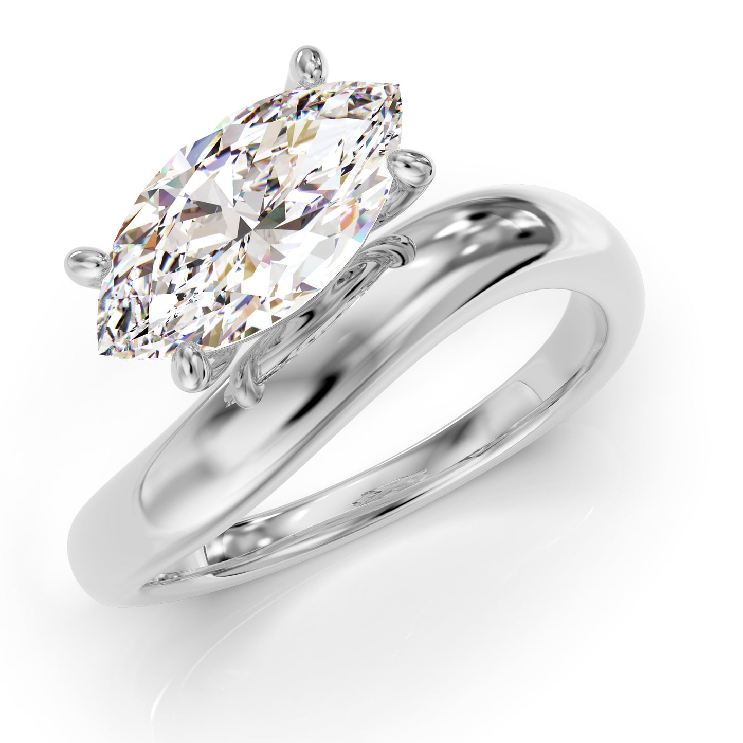 Marquise stone ring with curved band