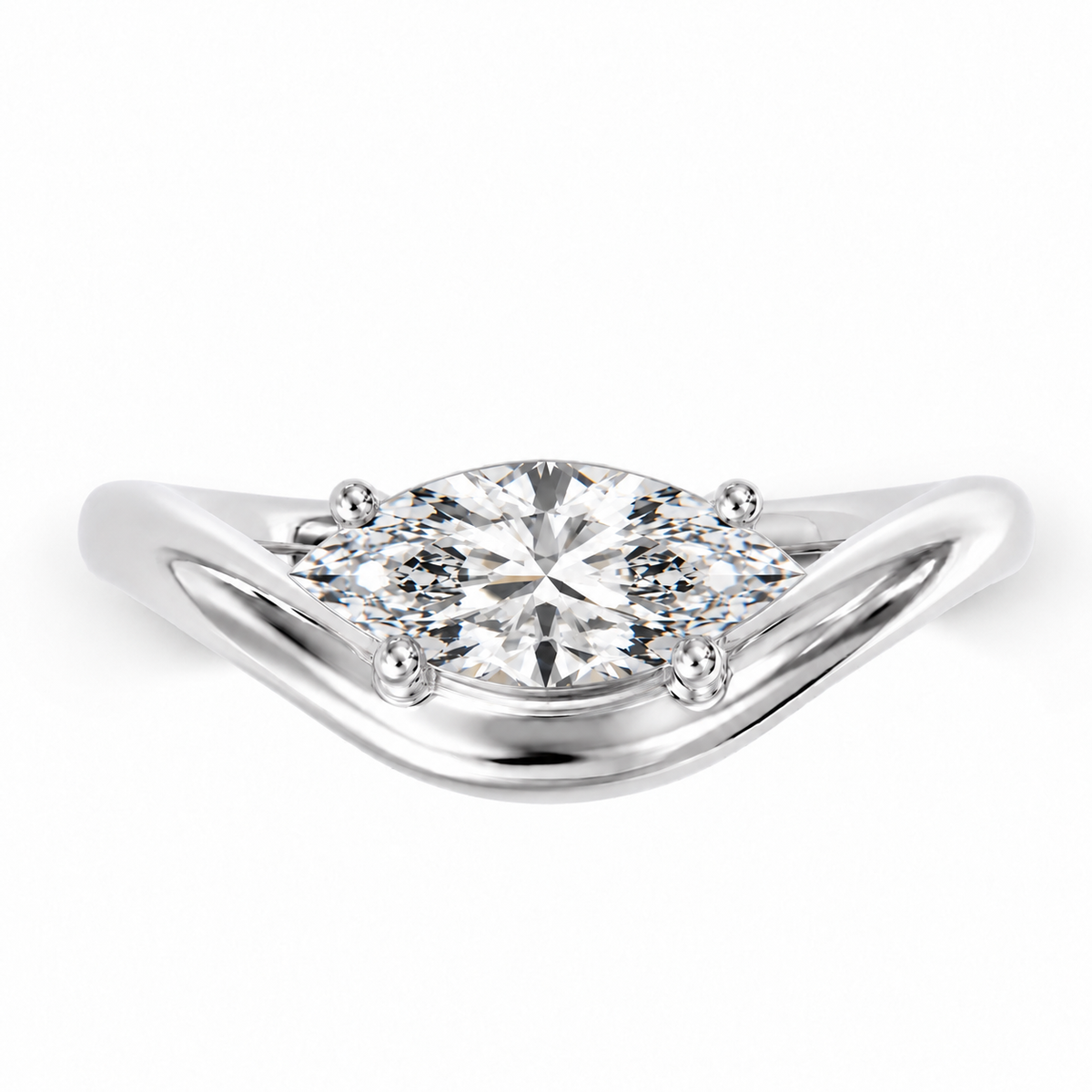 Curved Marquise stone ring