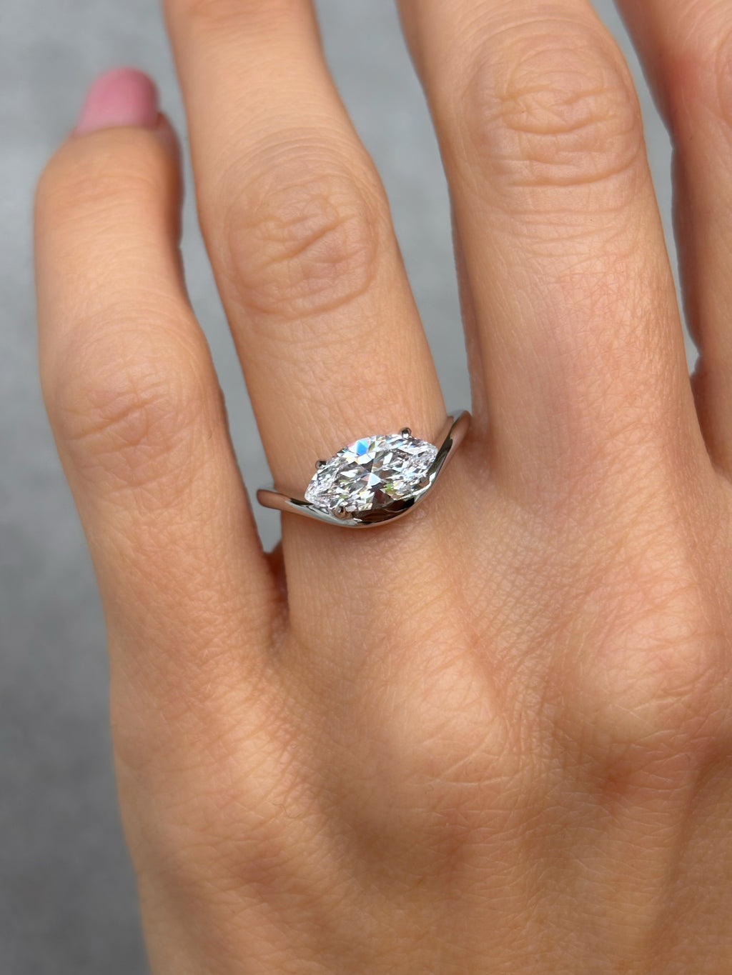 Curved Marquise stone ring