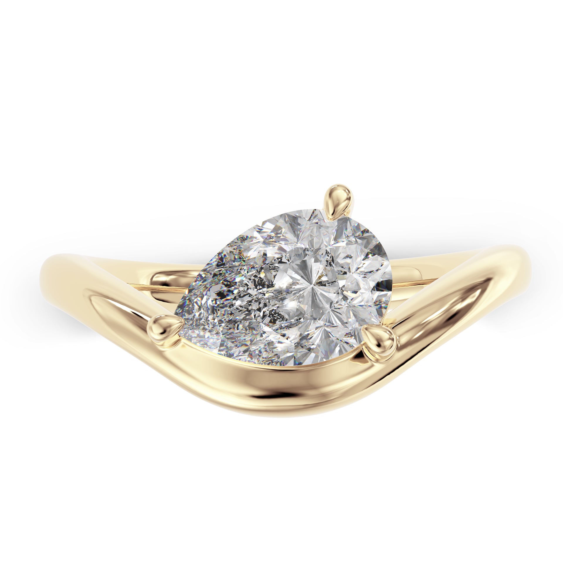 Curved Pear stone ring