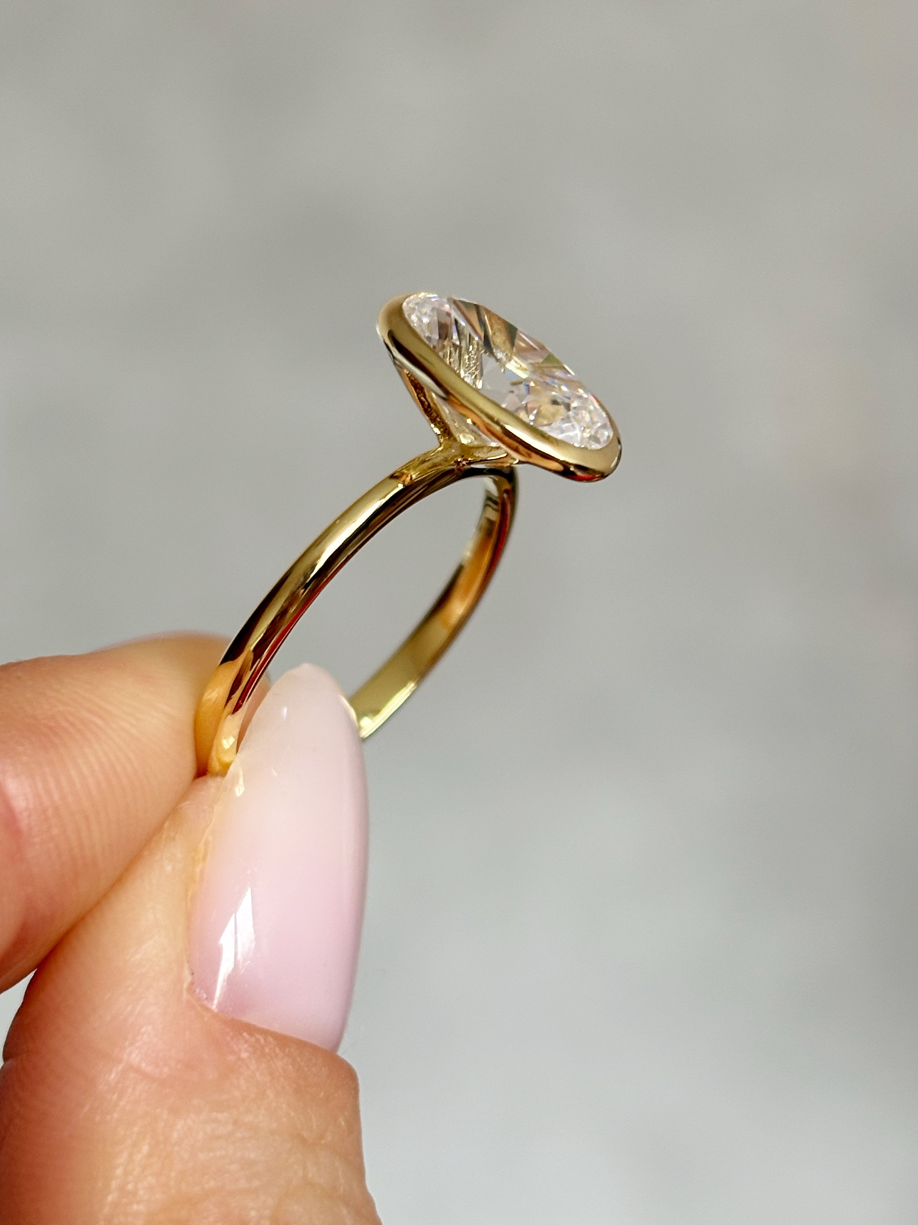 Bezel set Oval stone ring