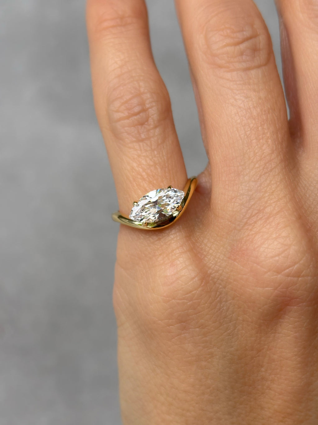 Curved Marquise stone ring
