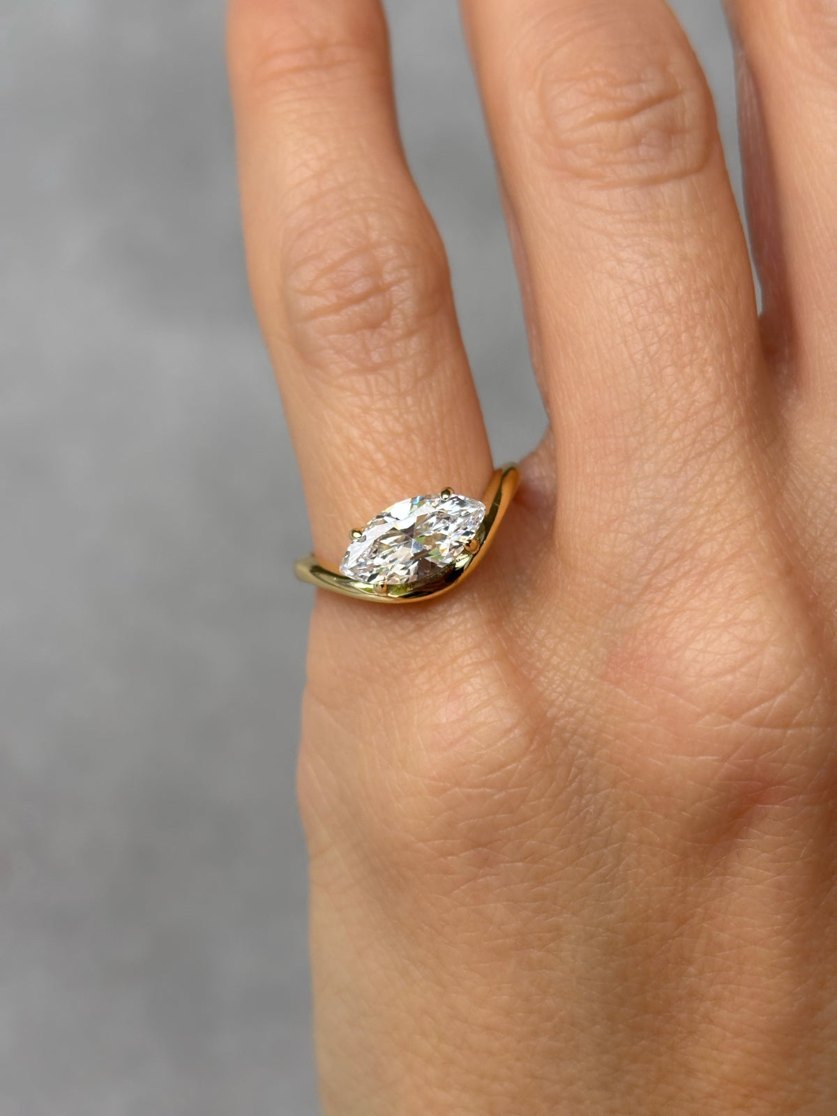 Curved Marquise stone ring