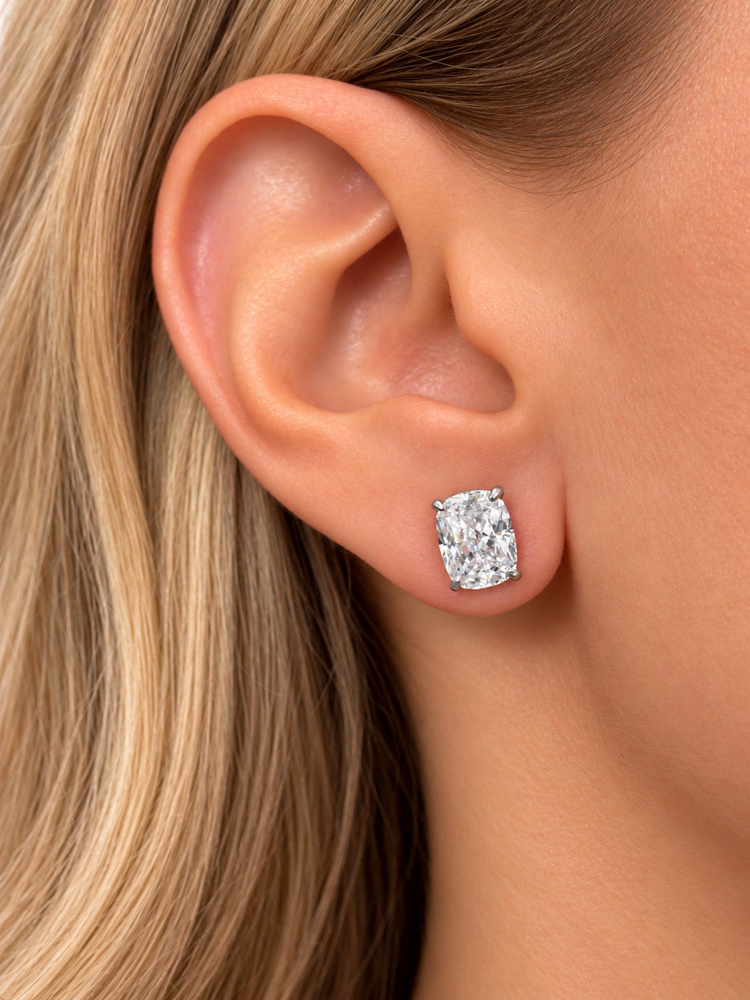 Cushion stone earrings