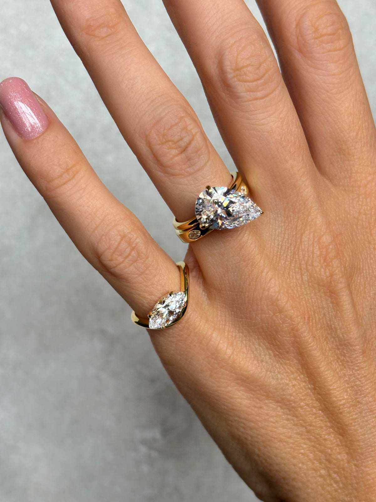 Curved Marquise stone ring