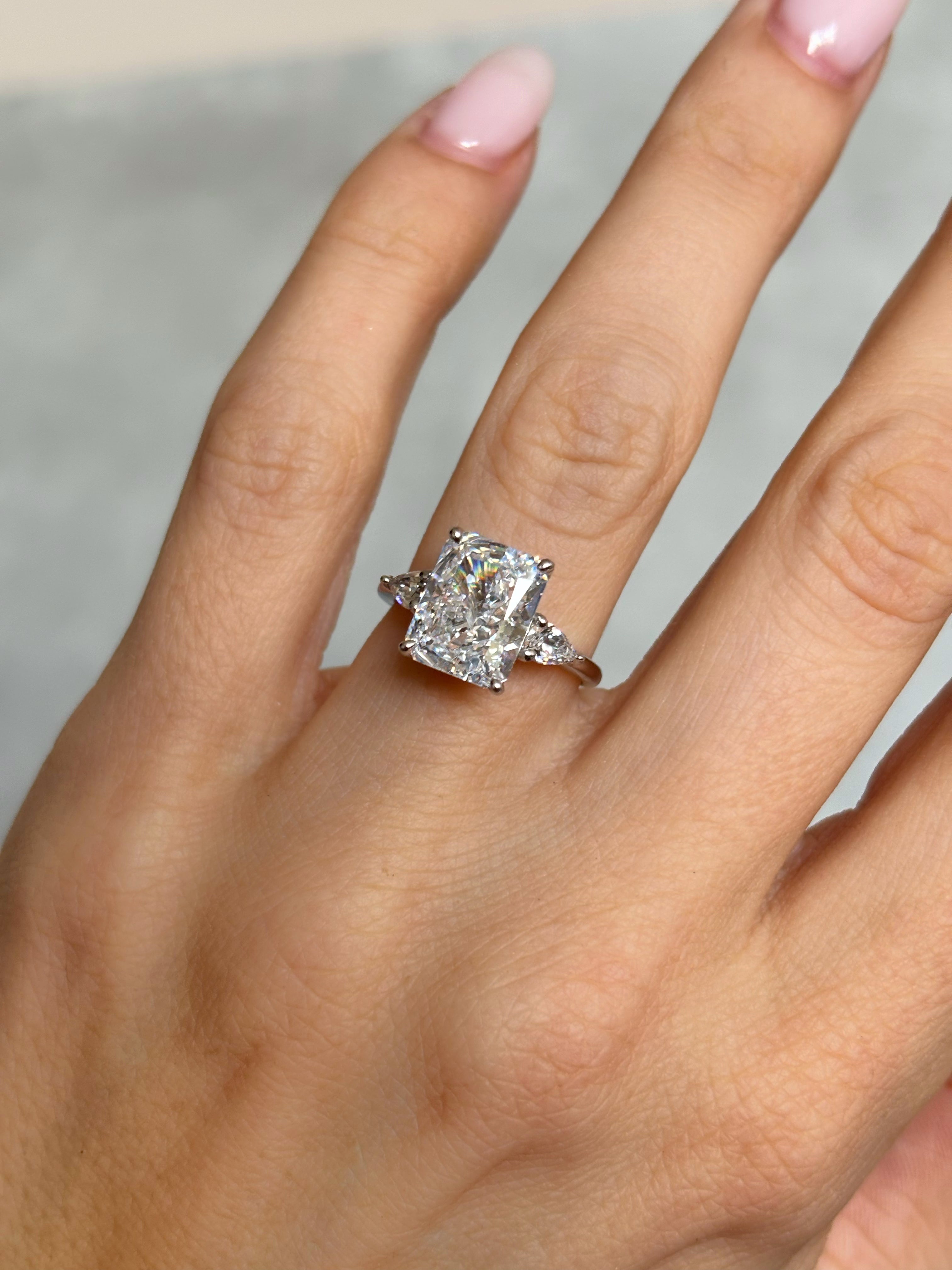 Radiant-Cut ring with pear-cut side stones