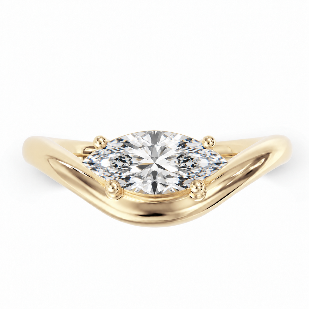 Curved Marquise stone ring