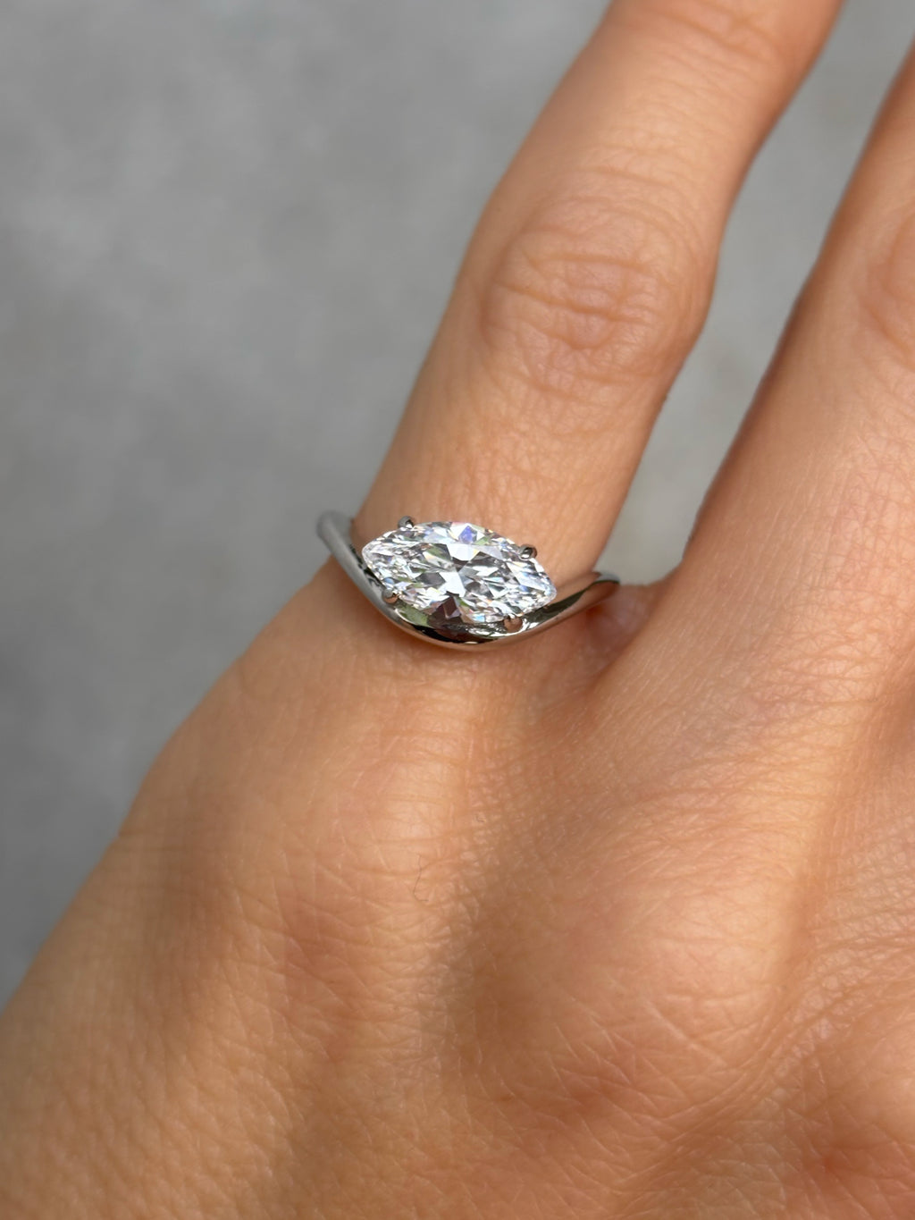 Curved Marquise stone ring