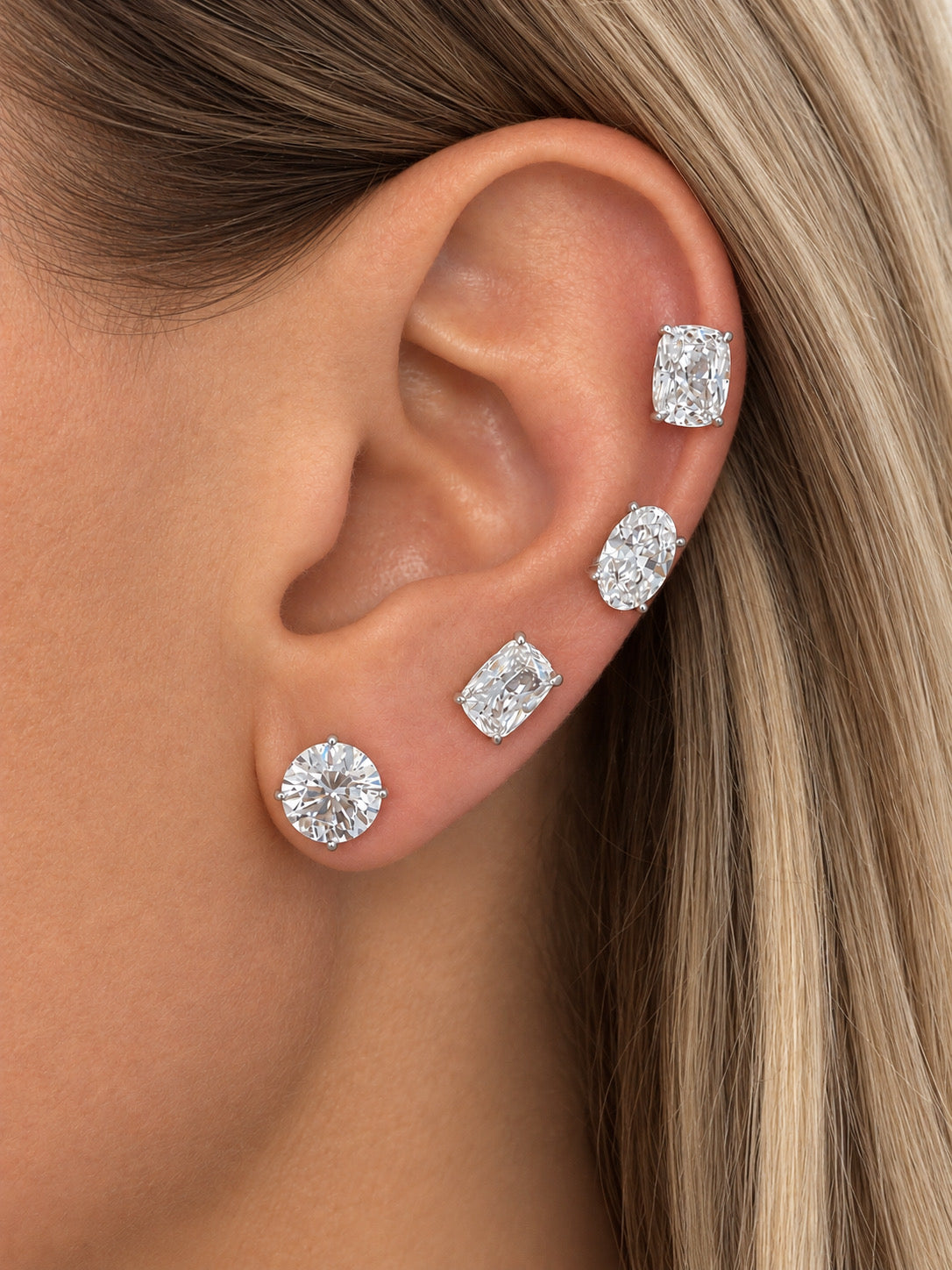 Cushion stone earrings