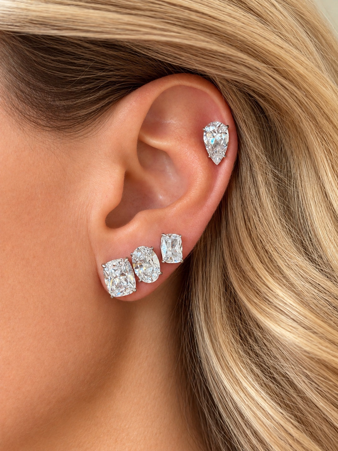 Cushion stone earrings