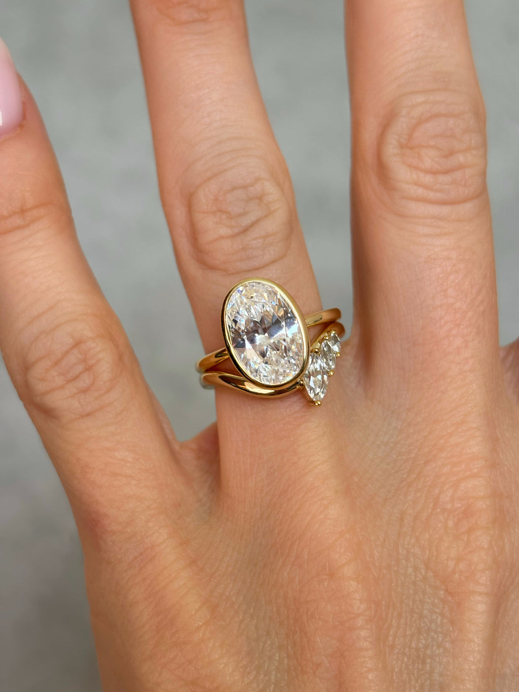 Bezel set Oval stone ring