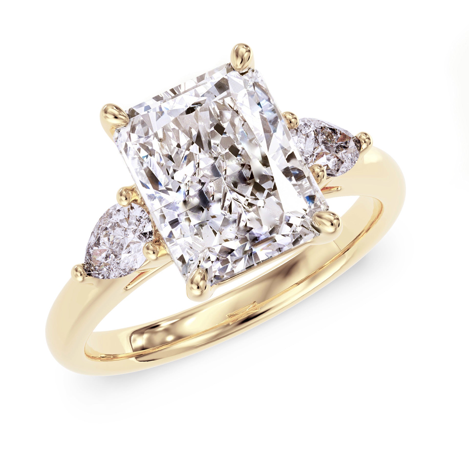 Radiant-Cut ring with pear-cut side stones