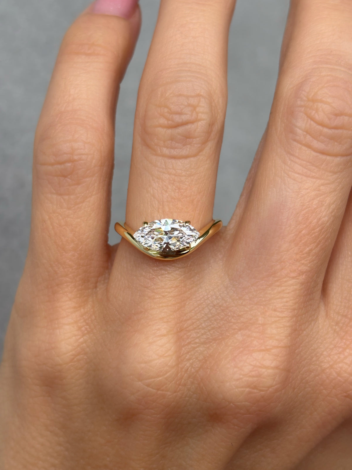 Curved Marquise stone ring