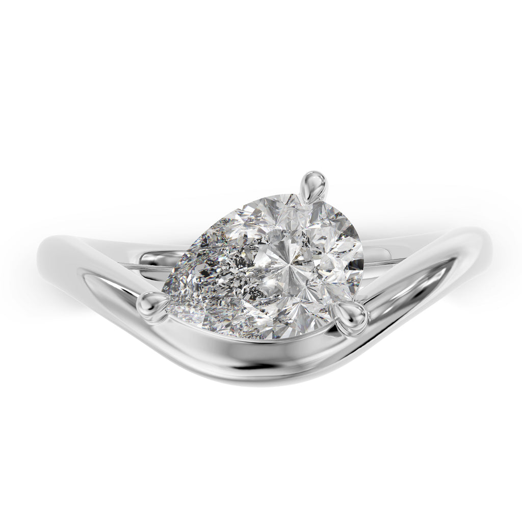 Curved Pear stone ring
