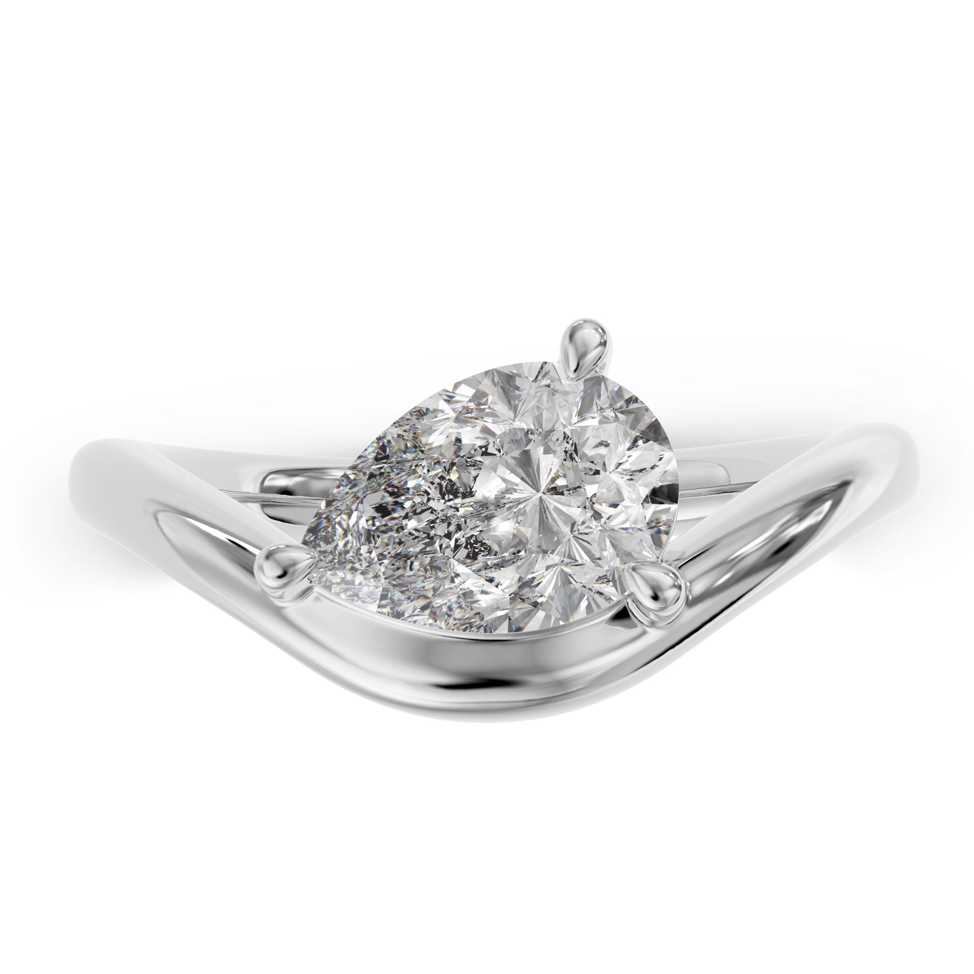 Curved Pear stone ring