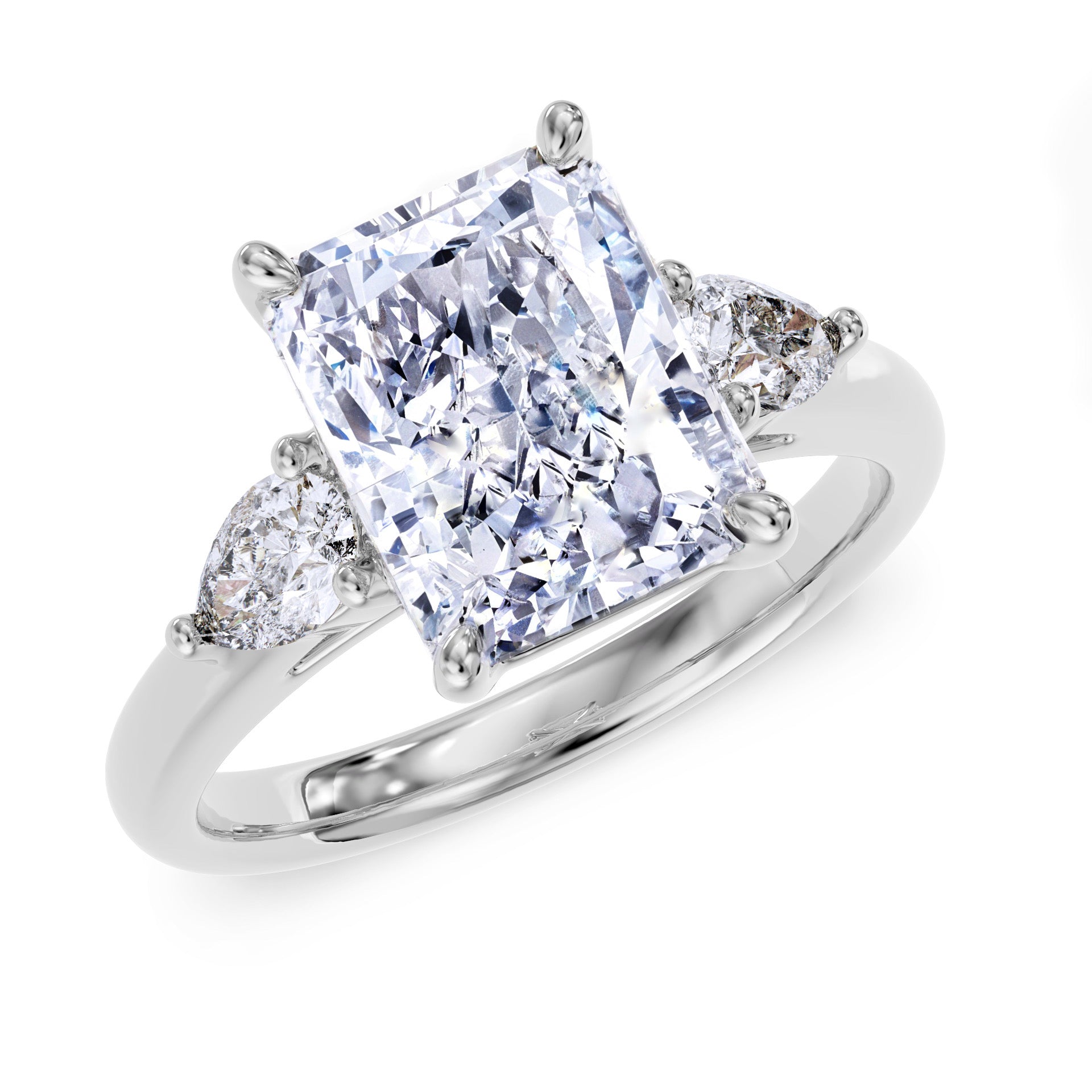 Radiant-Cut ring with pear-cut side stones