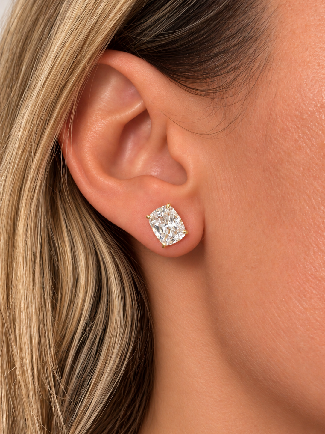 Cushion stone earrings