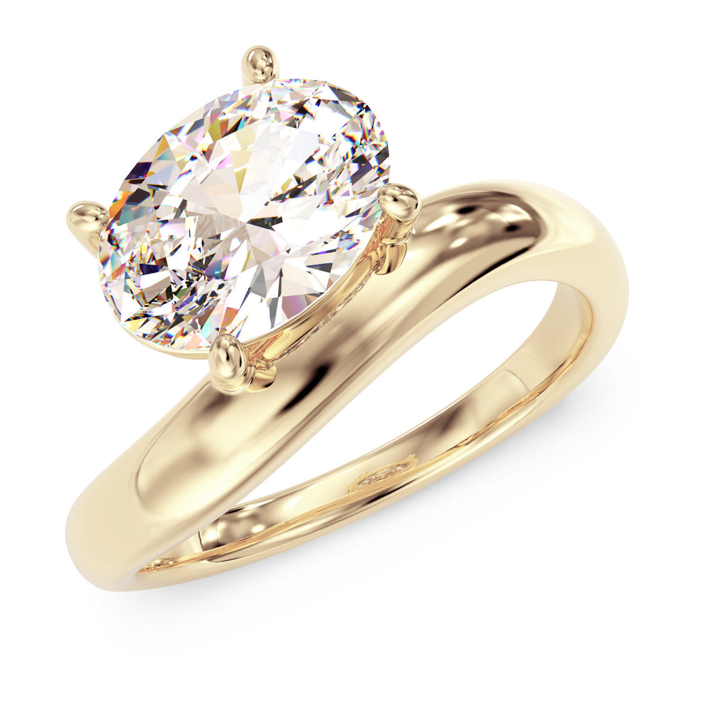 Oval stone ring with curved band
