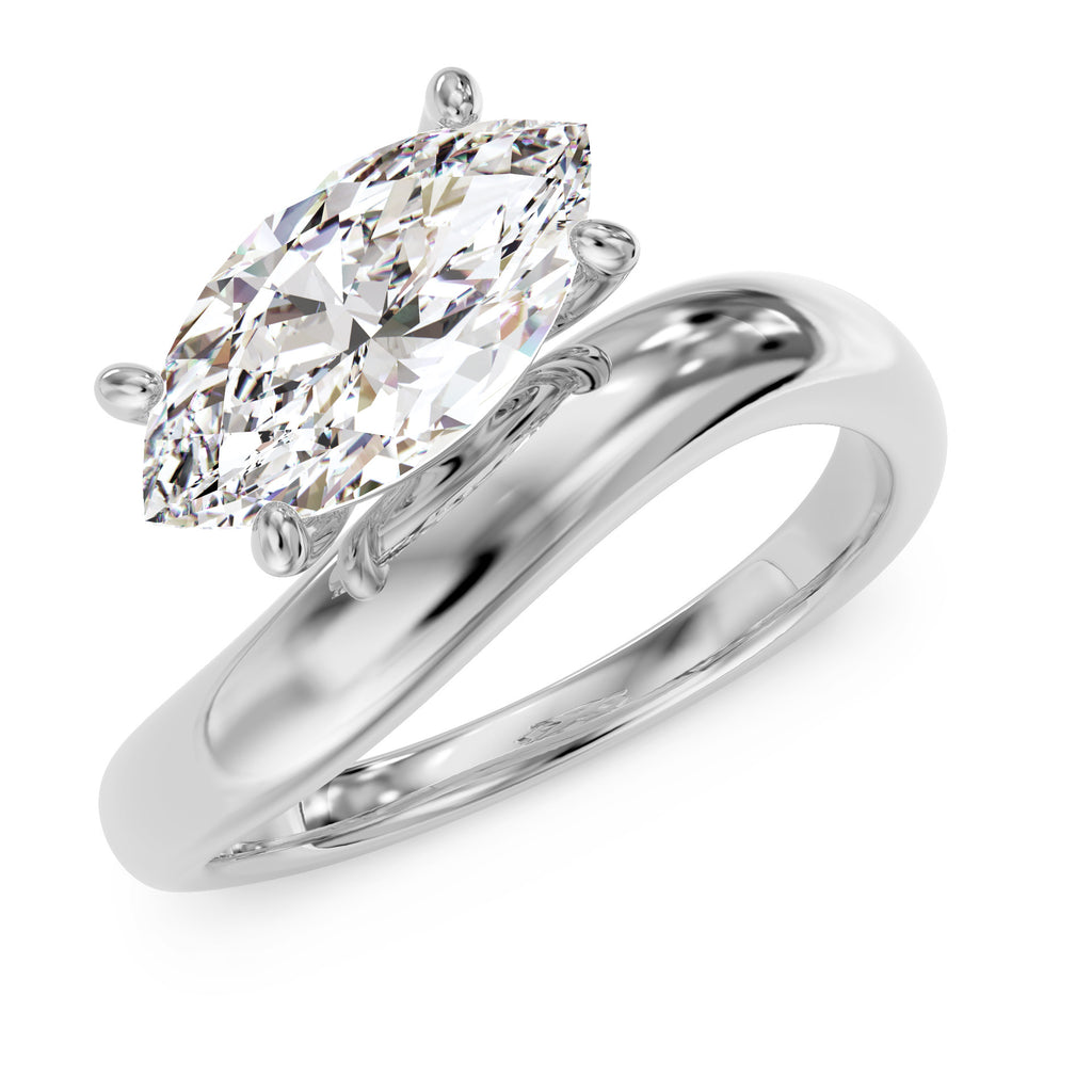 Marquise stone ring with curved band