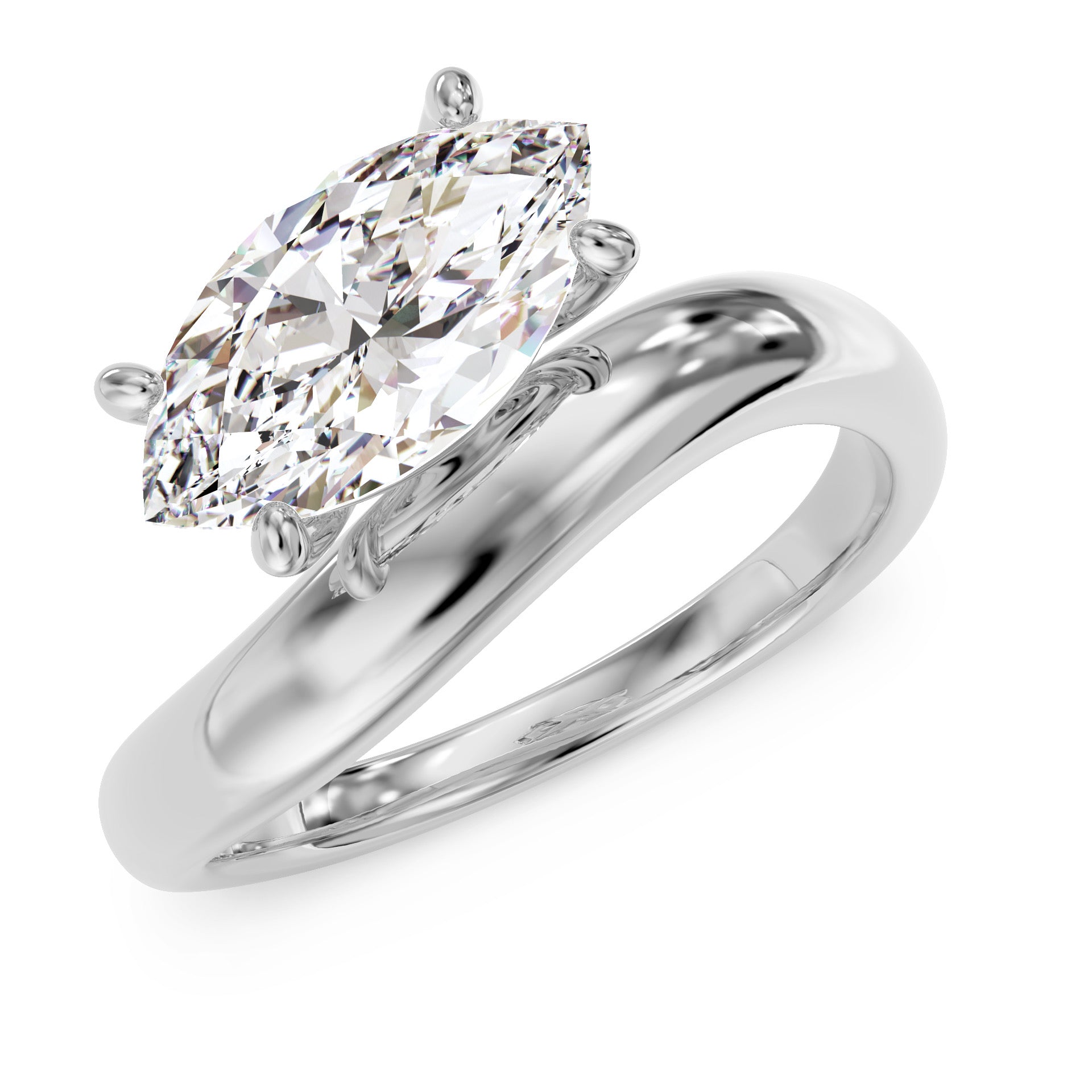Marquise stone ring with curved band