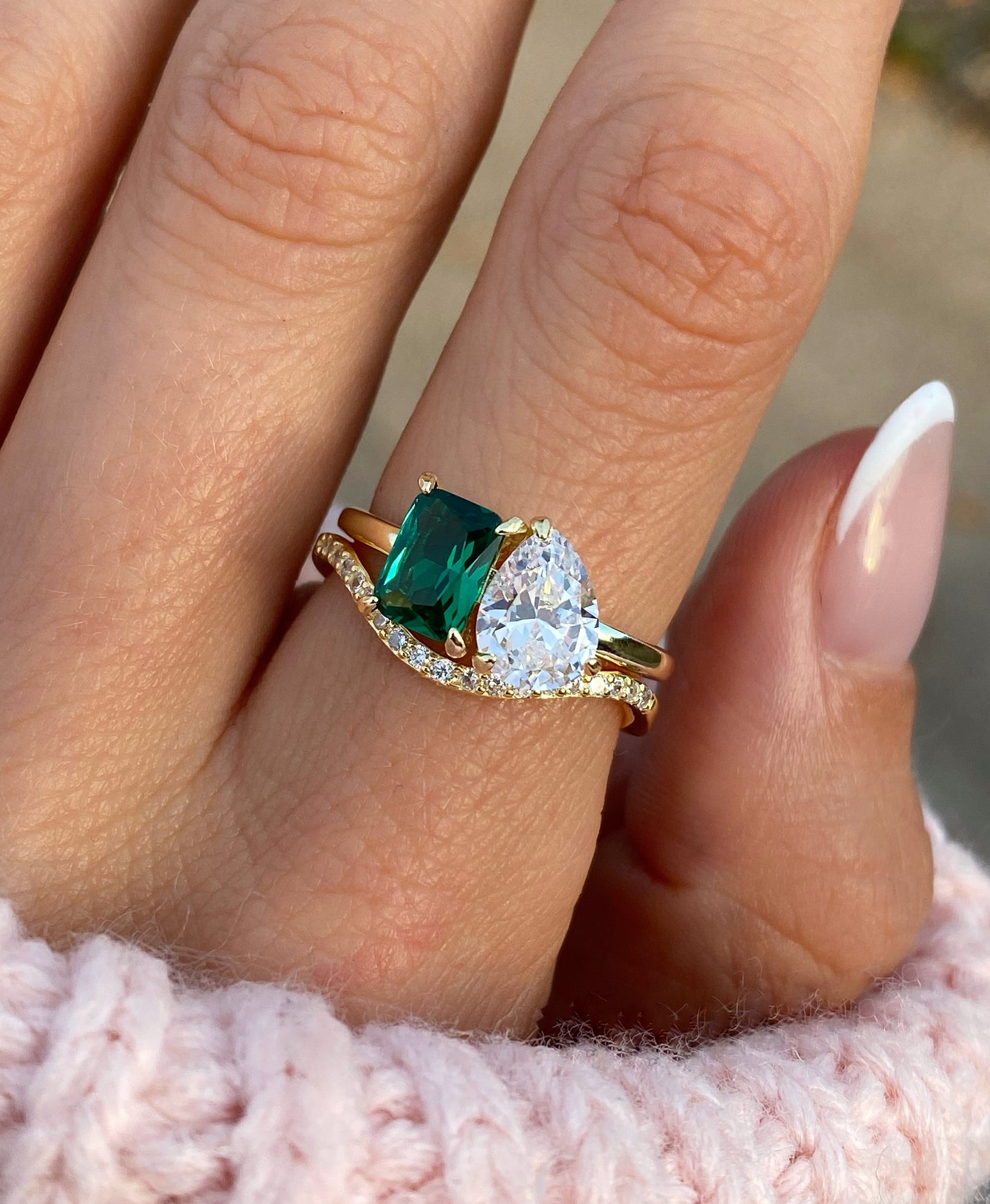 Emerald Toi et moi ring