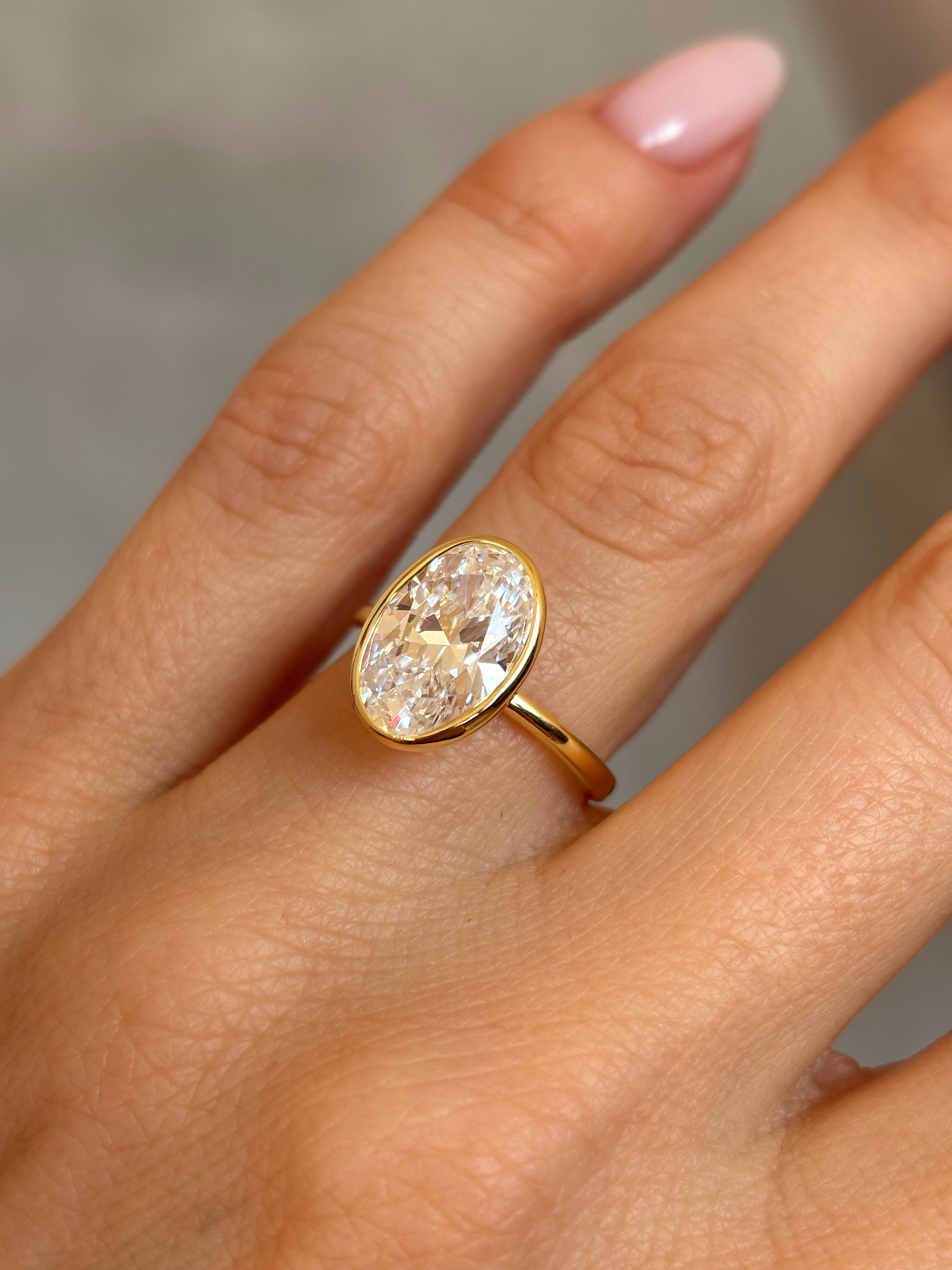 Bezel set Oval stone ring