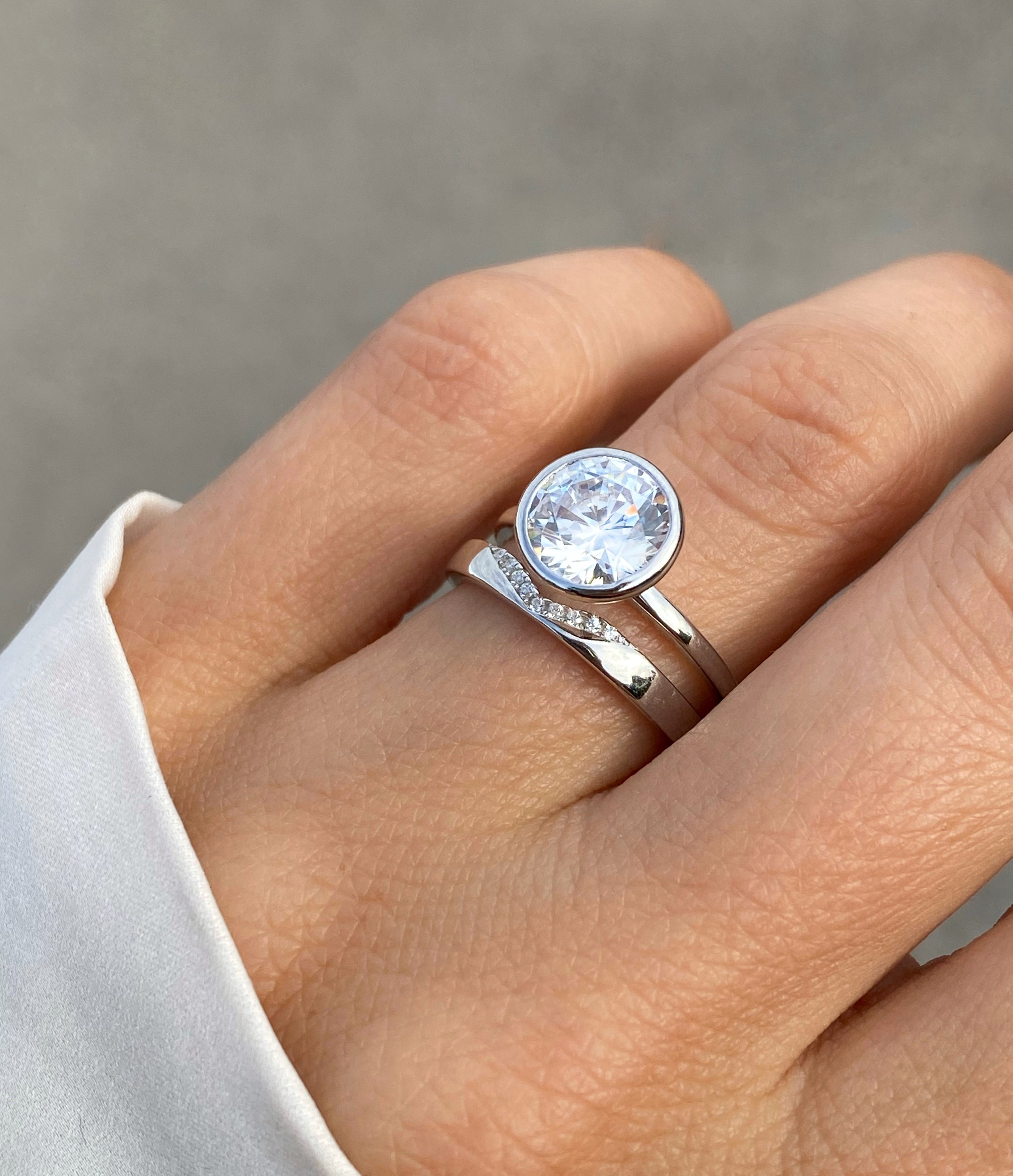Bezel set Round stone ring