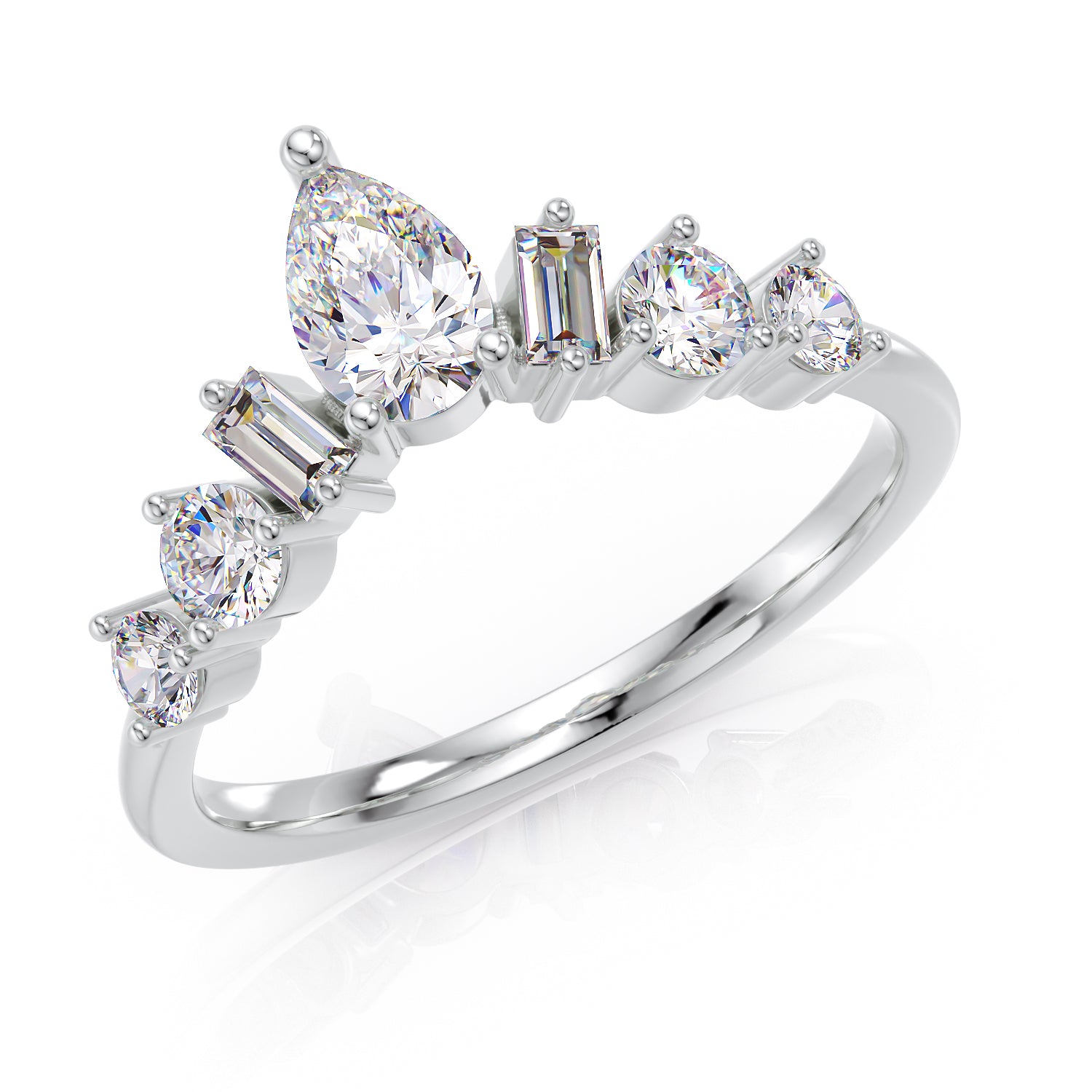 Curved crown ring