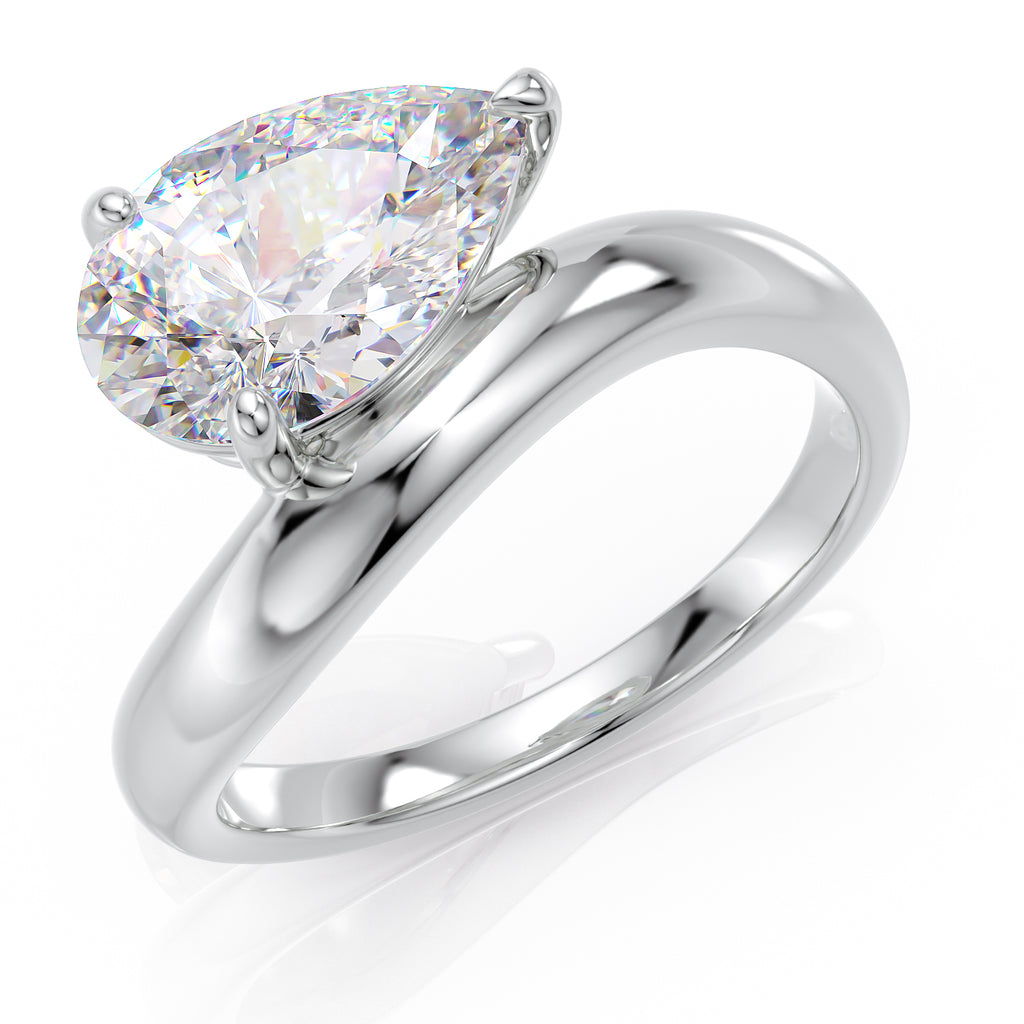 Pear stone ring with curved band