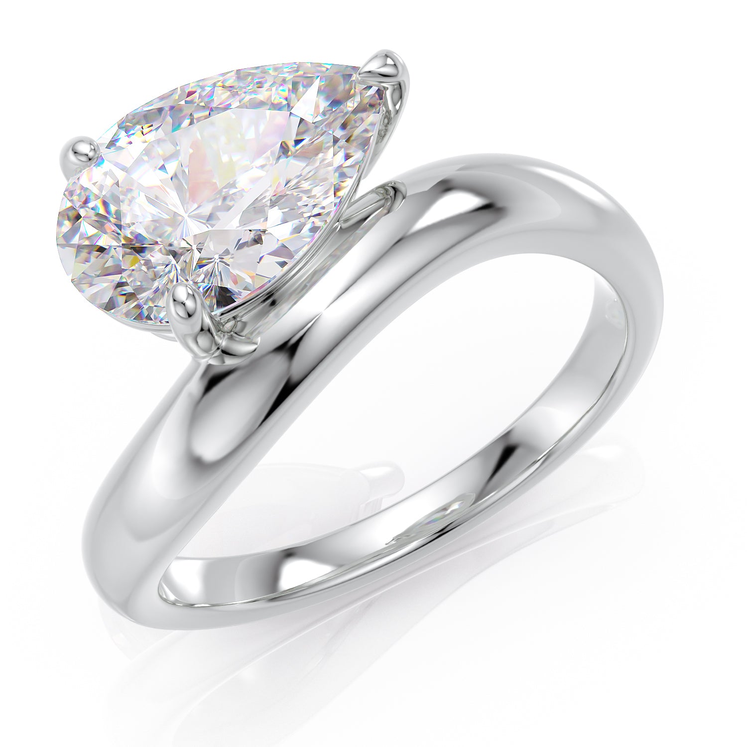 Pear stone ring with curved band
