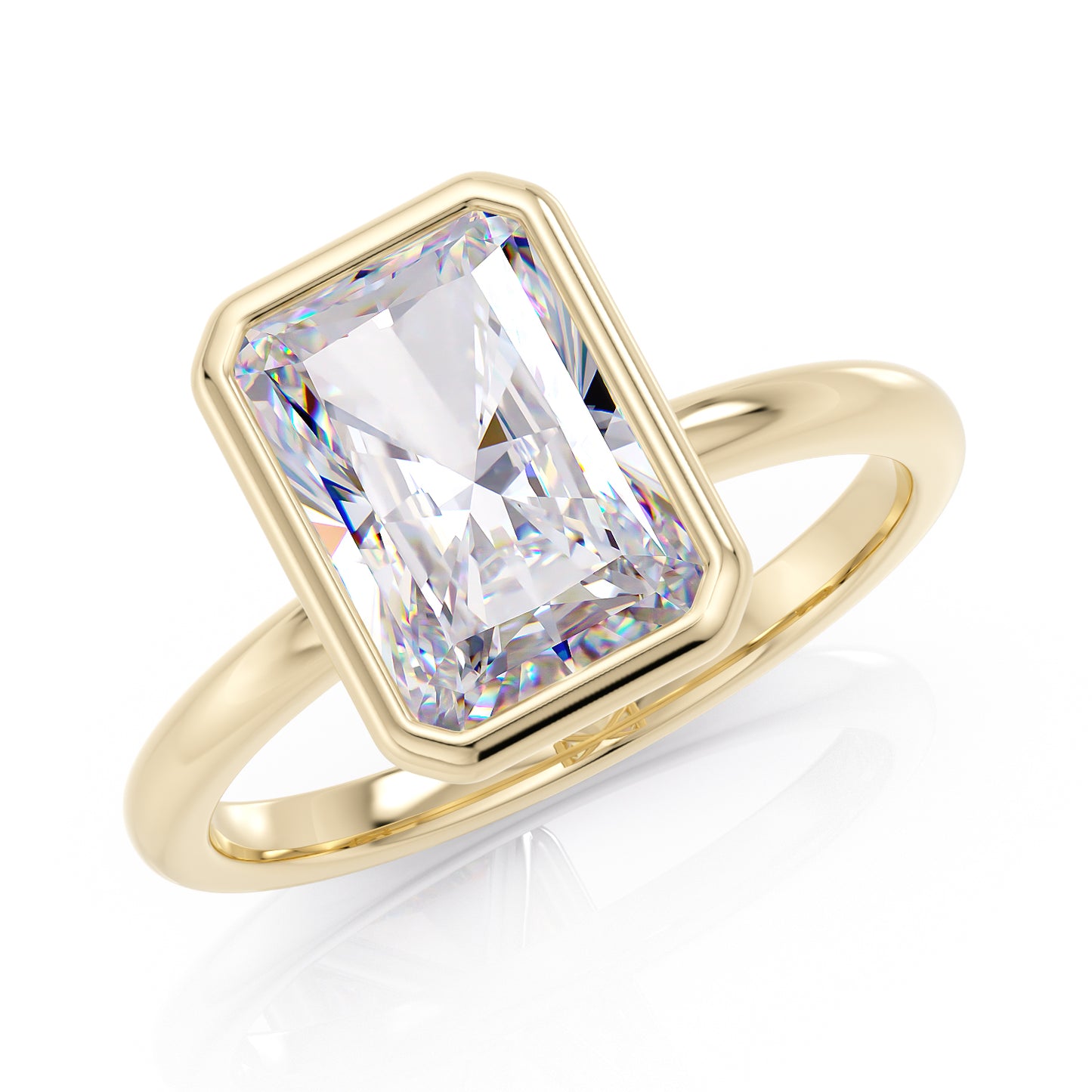 Bezel set Radiant-cut ring