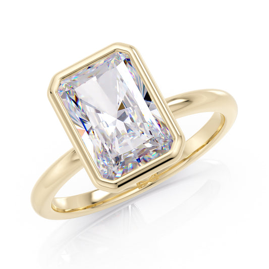 Bezel set Radiant-cut ring