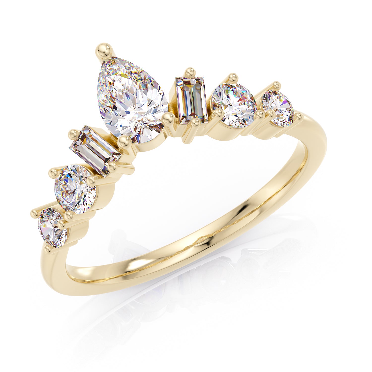 Curved crown ring