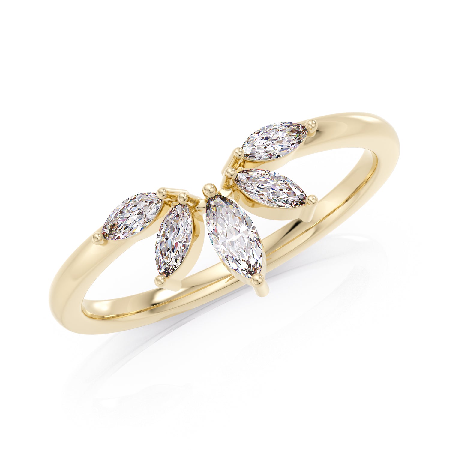 Curved band with marquise stone