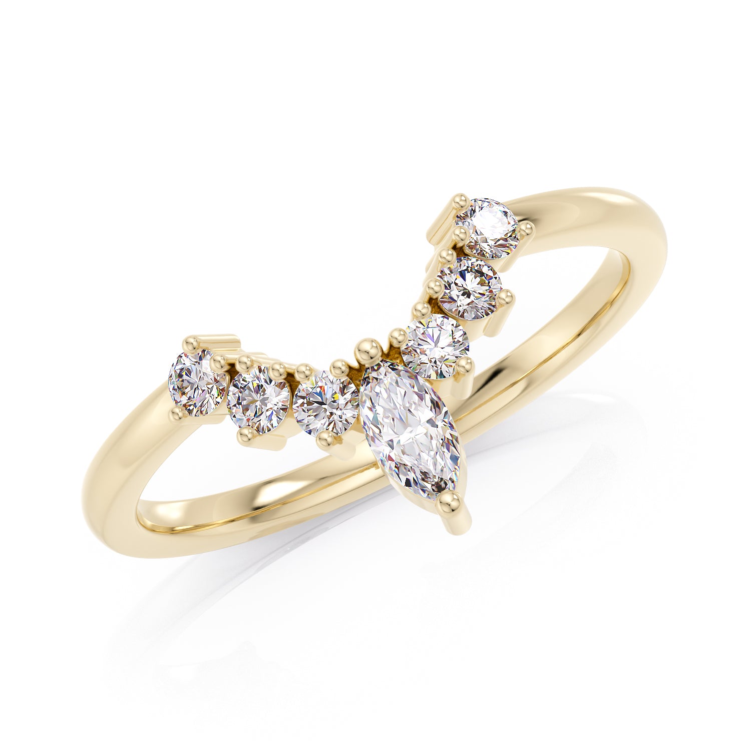 Curved crown ring