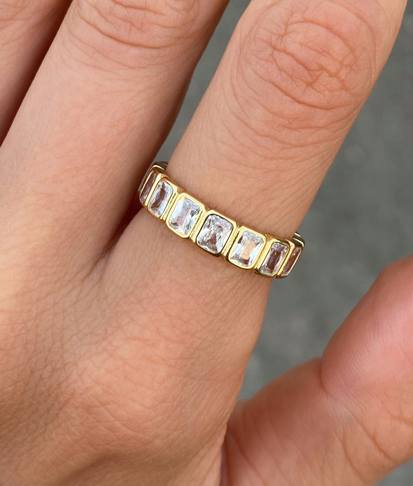 Emerald-cut eternity ring