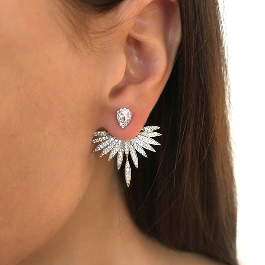 Crystal ear jacket earrings