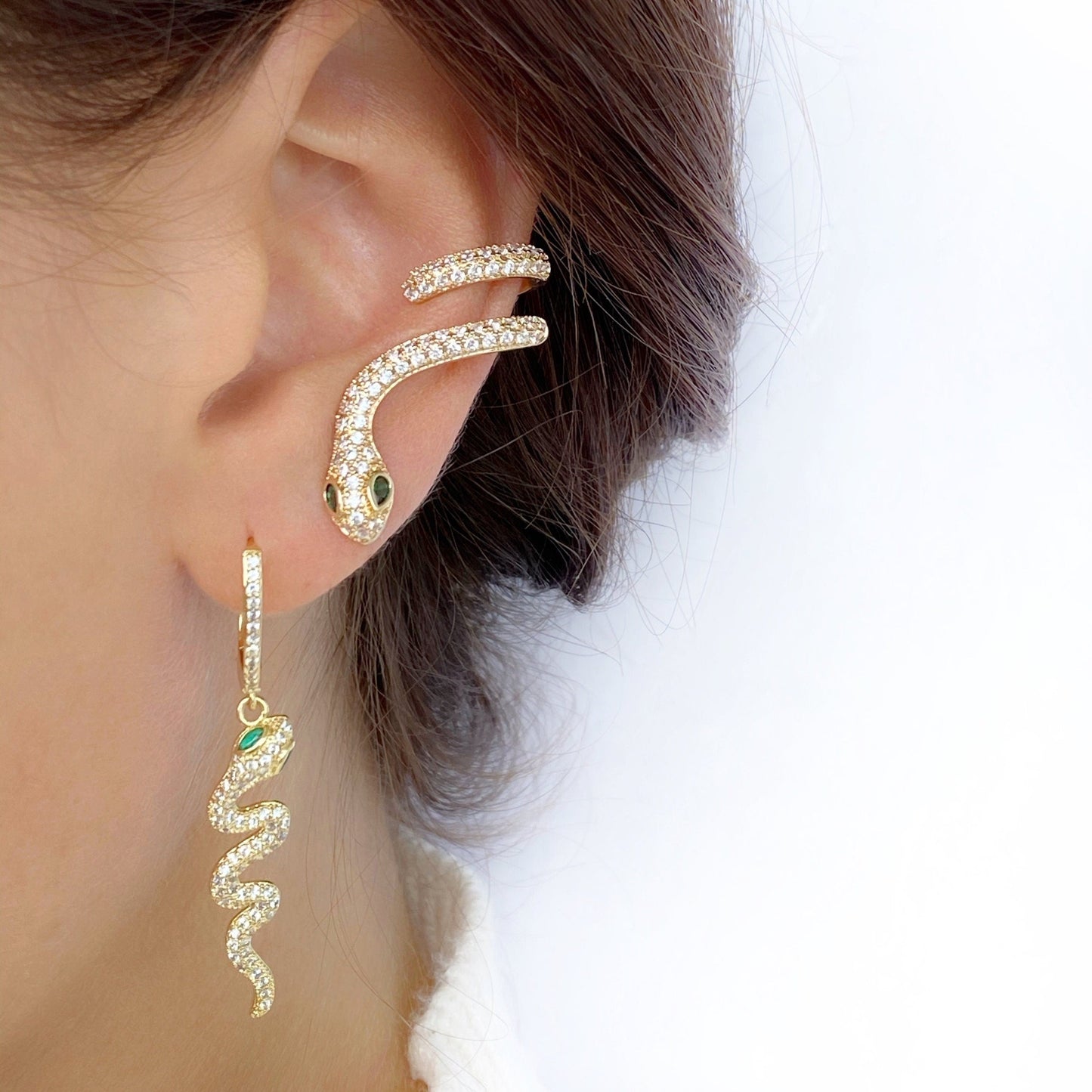 Snake climber earrings