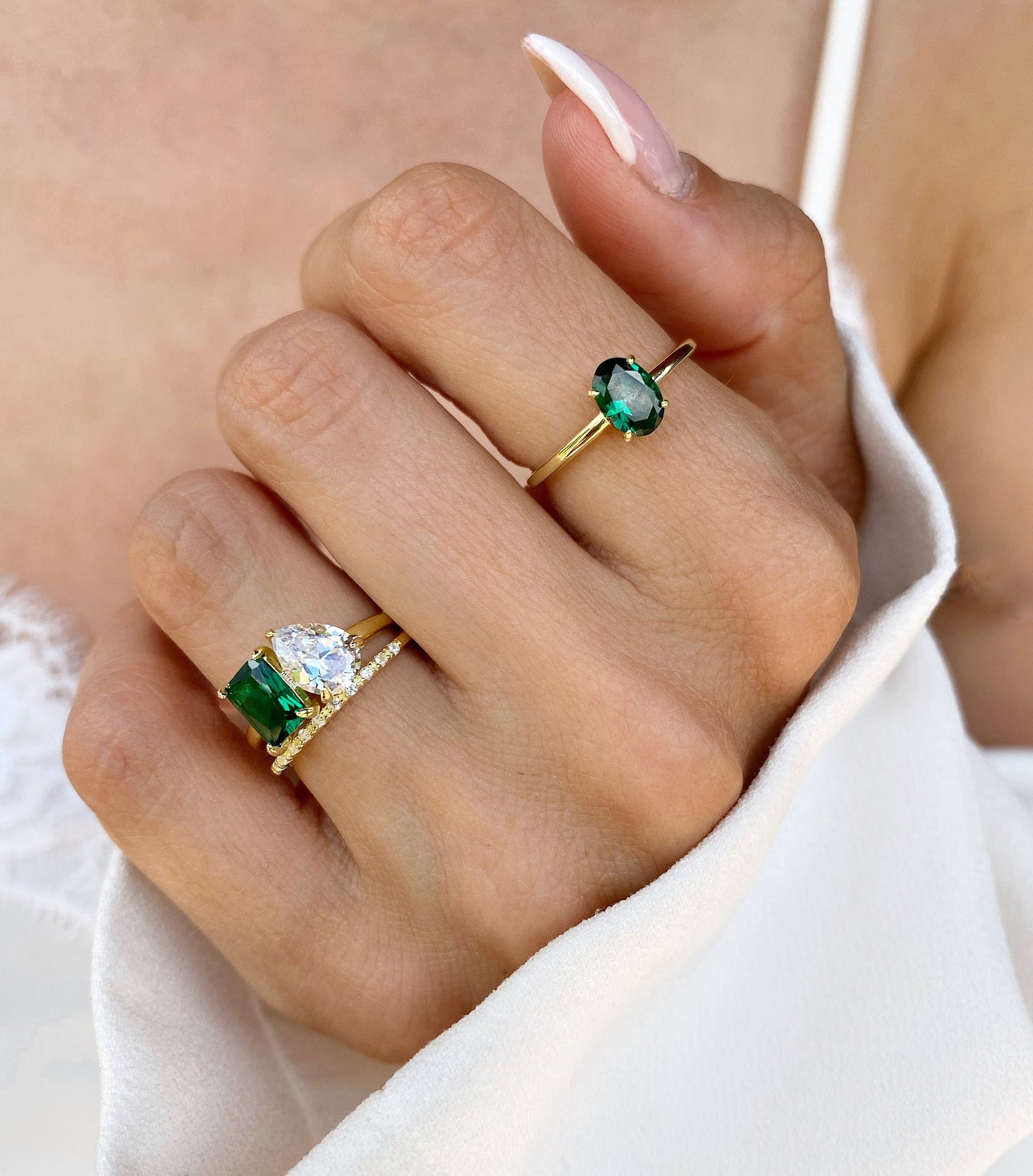 Emerald Toi et moi ring